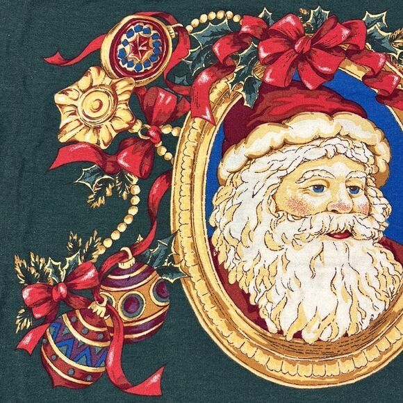 Domestications Set of 2 100% Cotton Flannel Santa Ornaments Green Pillowcases - Picture 6 of 16